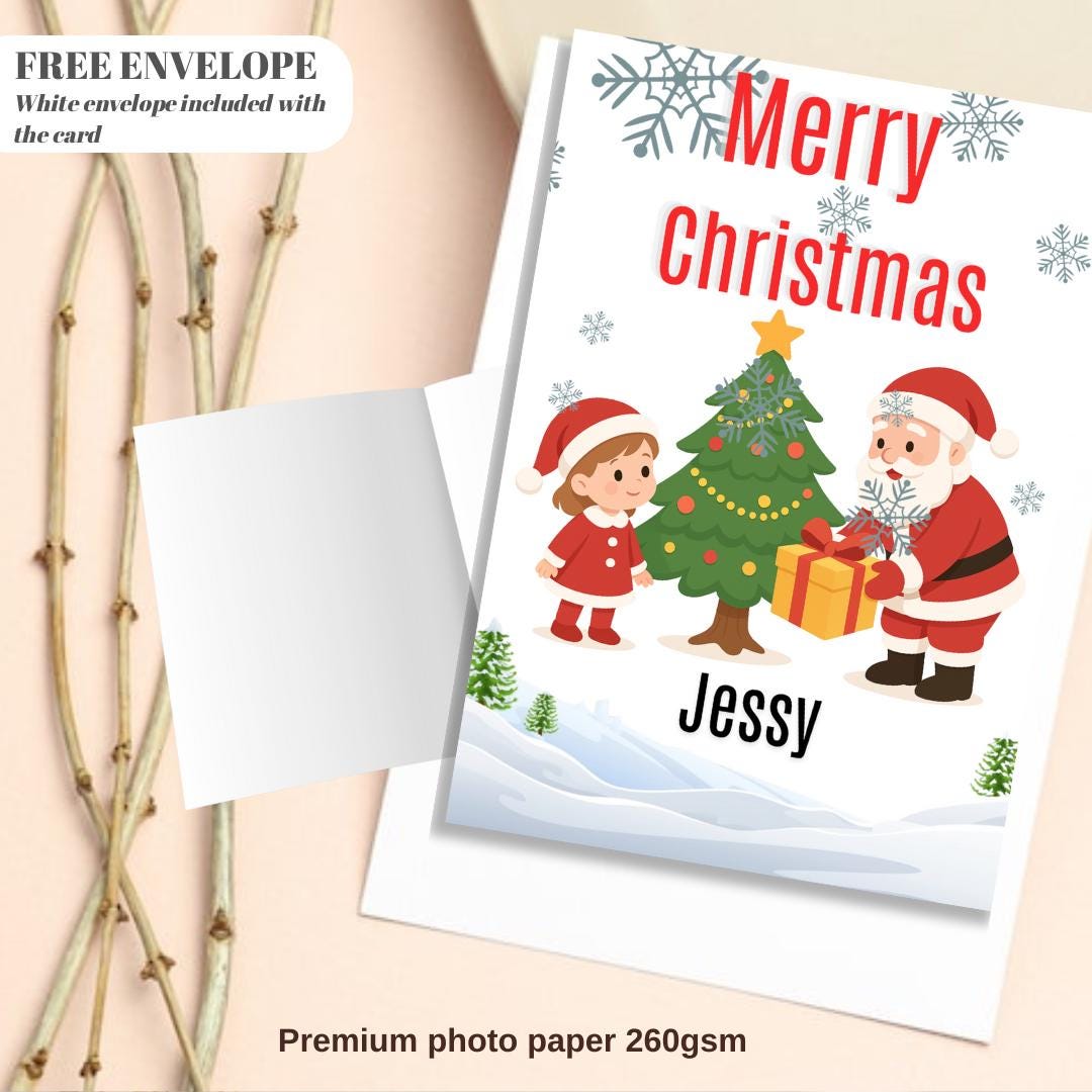 Christmas Card for niece | Marry Xmas Card | Sheep Card | Personalised Card | For both of you | Santa card