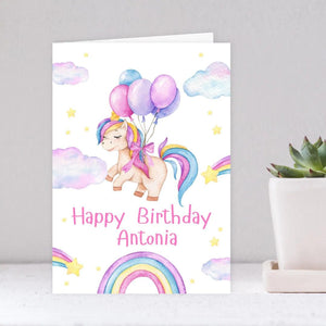 Unicorn birthday card | Personalised Girl Greeting Card | Custom Number Card for your niece from grandma, aunt or loved one with Unicorn