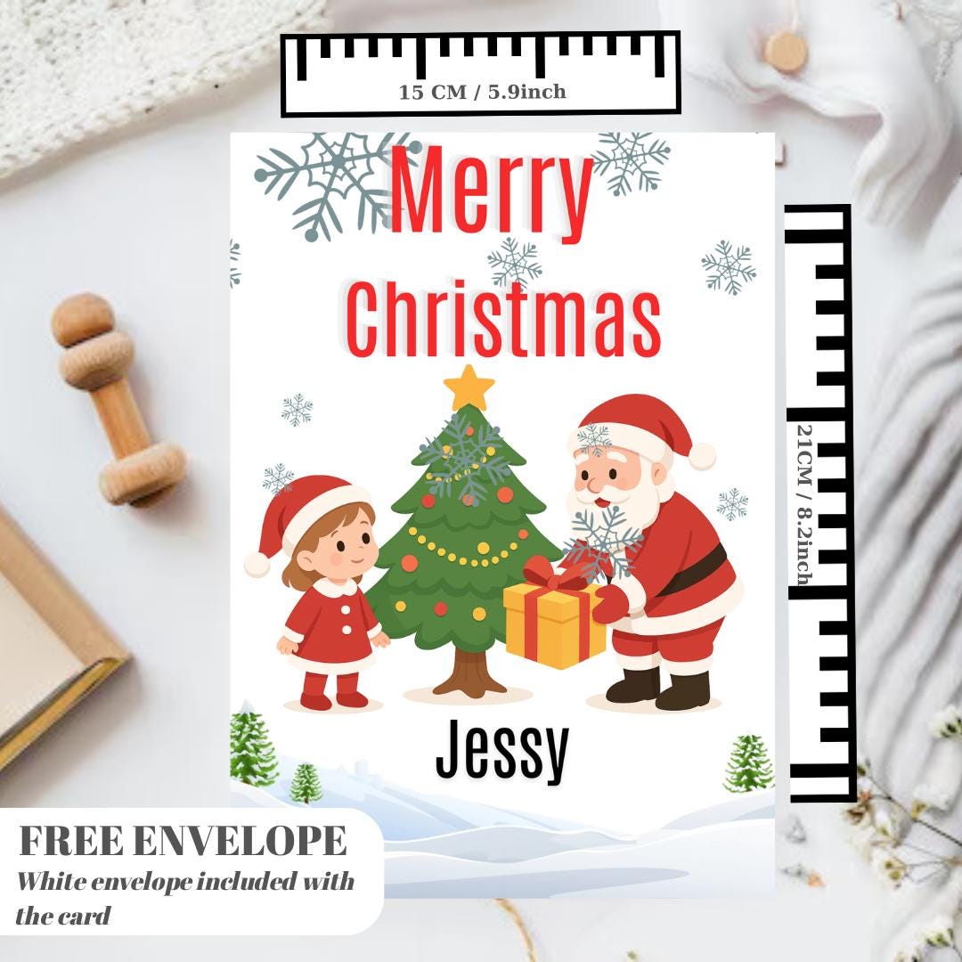 Christmas Card for niece | Marry Xmas Card | Sheep Card | Personalised Card | For both of you | Santa card