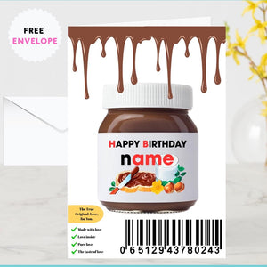 Personalized Chocolate Spread High-Quality card Birthday Anniversary greeting card Custom Nutella card Name card Favors Gift