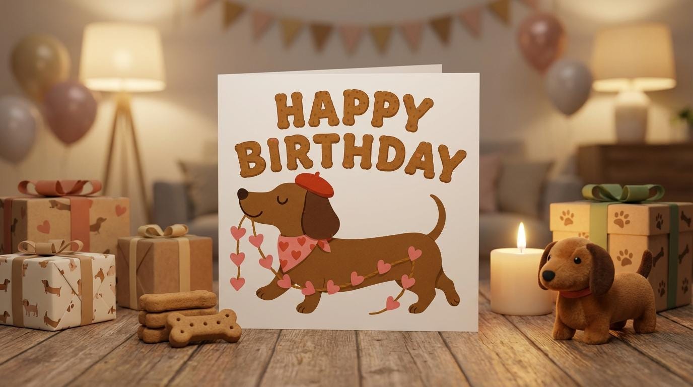 Funny Dachshund Birthday Card, Cute Sausage Dog Card, Dog Lover Gift, Funny Dog Birthday Card, Pun Birthday Card for Him/Her