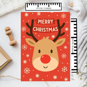Personalised Christmas Card - Reindeer Merry Christmas Antlers Rudolph marry christmas card for him or her funny xmas card