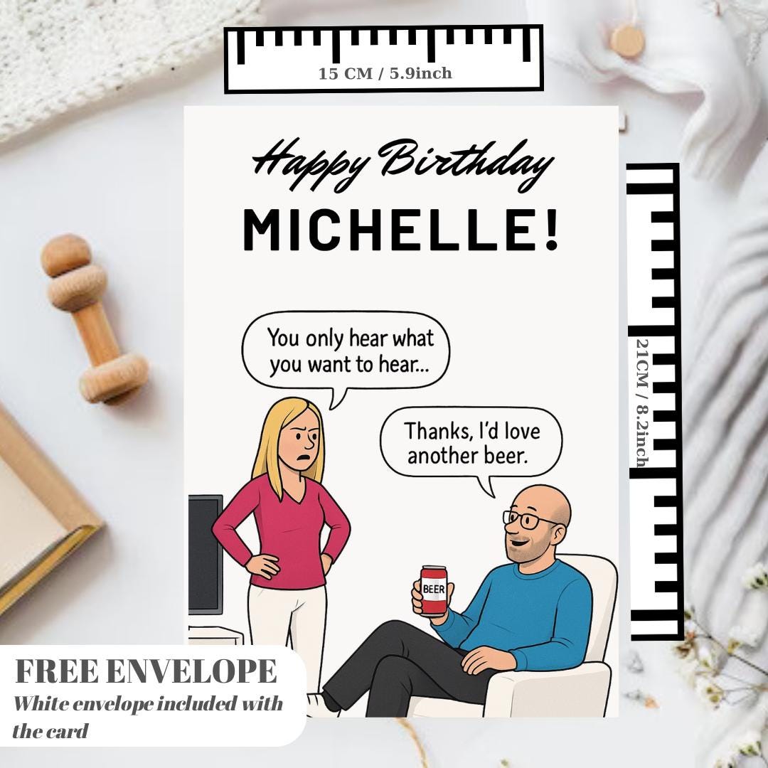 Funny Birthday Card For Him, You Only Hear What You Want to Hear, Multicoloured