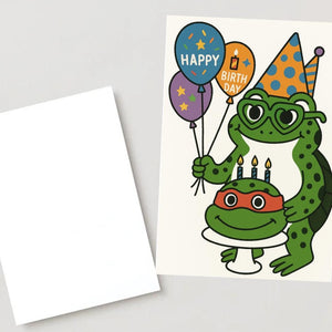 Frog Birthday Card – Cute Funny Greeting Card for Him or Her, Frog Wishes Happy Birthday, Card for Friend