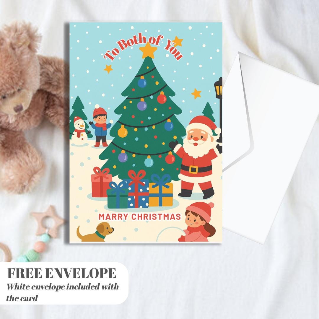 Personalised Christmas Card - Snowy Christmas Tree, To Both of You marry christmas card for him or her funny xmas card