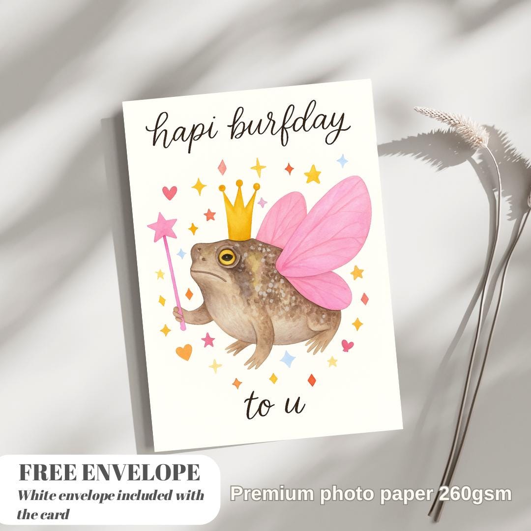 Grumpy Frog Birthday Card - Frog Lover Birthday Greeting Card Birthday Card For Her or him, greeting card with from, friend frog