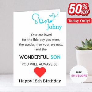Personalised SON Birthday Card Quote Coming of Age 21st 18th 16th 30th 40th Wonderful Son Card for him