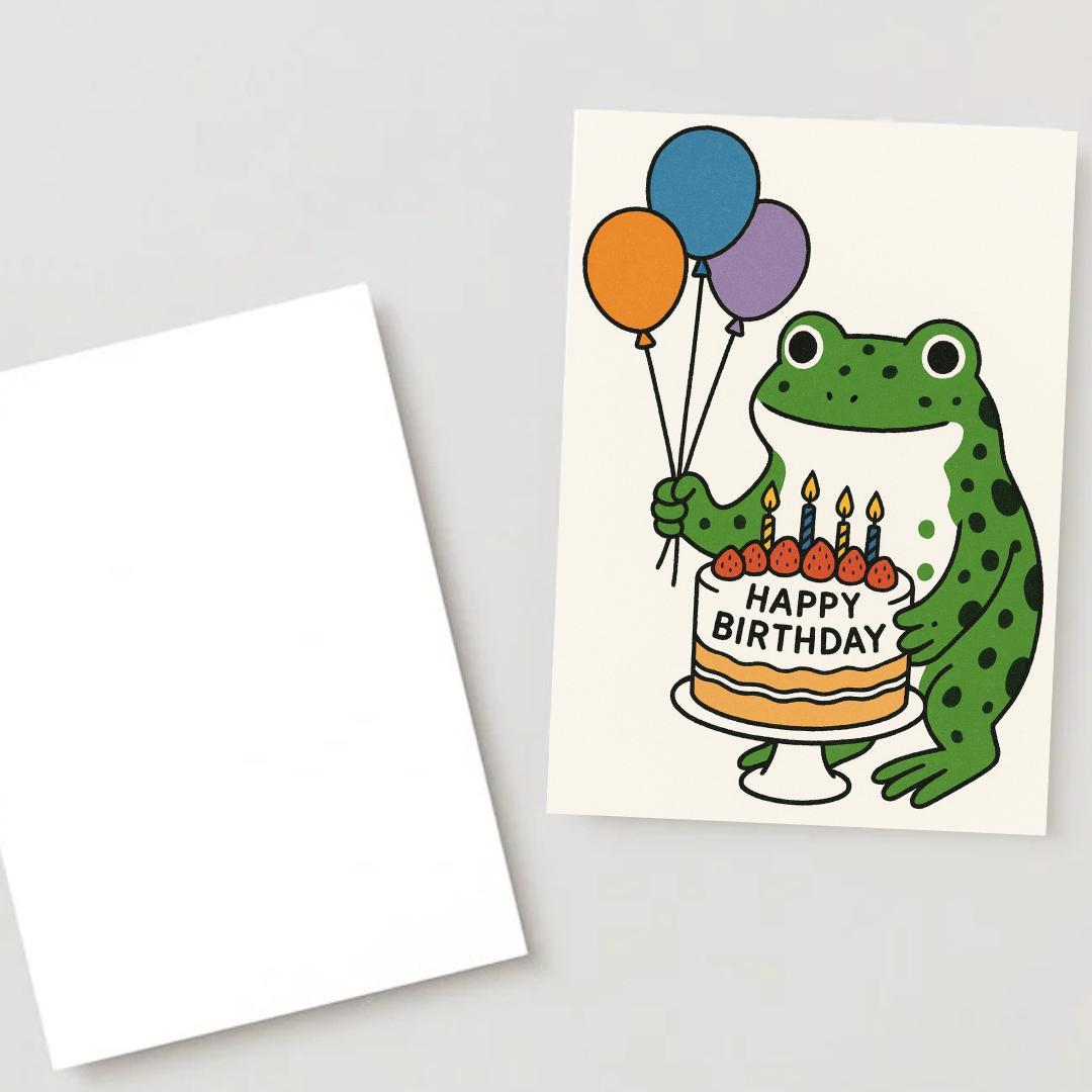Frog Birthday Card For Her or him, greeting card with from, friend frog, bday card frog, frog wishes happy birthday card