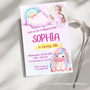 Unicorn birthday card invitation 1st, 2nd, 3rd, Personalised invitation for birthday party unicorn style invitation card with lovely Unicorn