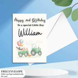 Personalised 2nd Birthday Card For Boy, Son 2nd Birthday Card, Animal Second Birthday Gift For Little Boy, 2nd Birthday Gift, Nephew