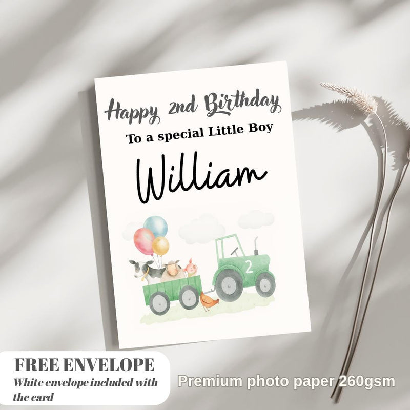 Personalised 2nd Birthday Card For Boy, Son 2nd Birthday Card, Animal Second Birthday Gift For Little Boy, 2nd Birthday Gift, Nephew