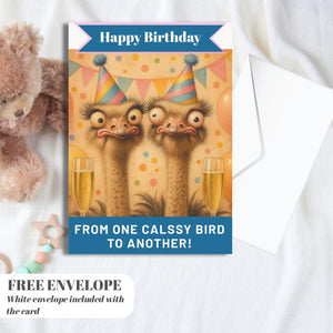 Best Friend Birthday - One Classy Bird Bestie Design - Funny Birthday Card for Women. A5 Size With cute bday message