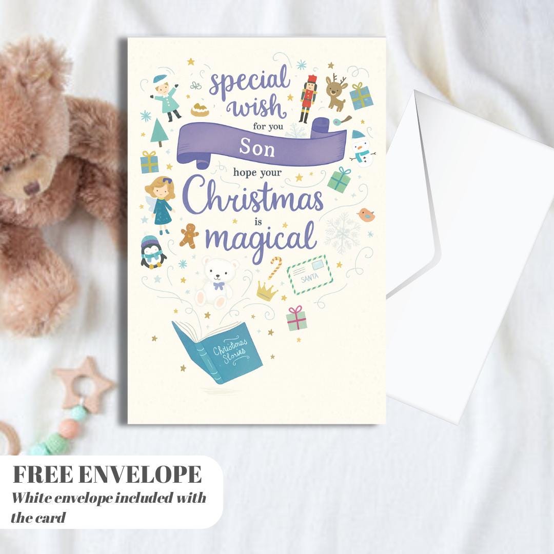 Personalised Christmas Card - Christmas Storybook, Son marry christmas card for him or her funny xmas card