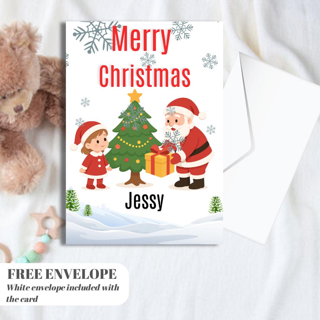 Christmas Card for niece | Marry Xmas Card | Sheep Card | Personalised Card | For both of you | Santa card