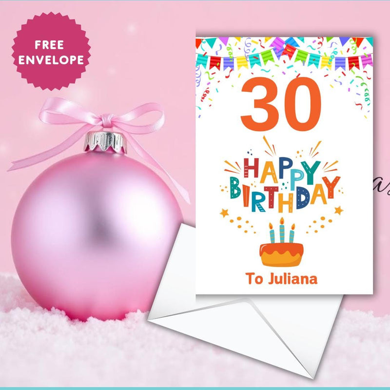 30th birthday card for her personalised 30th birthday card for her daughter greeting card