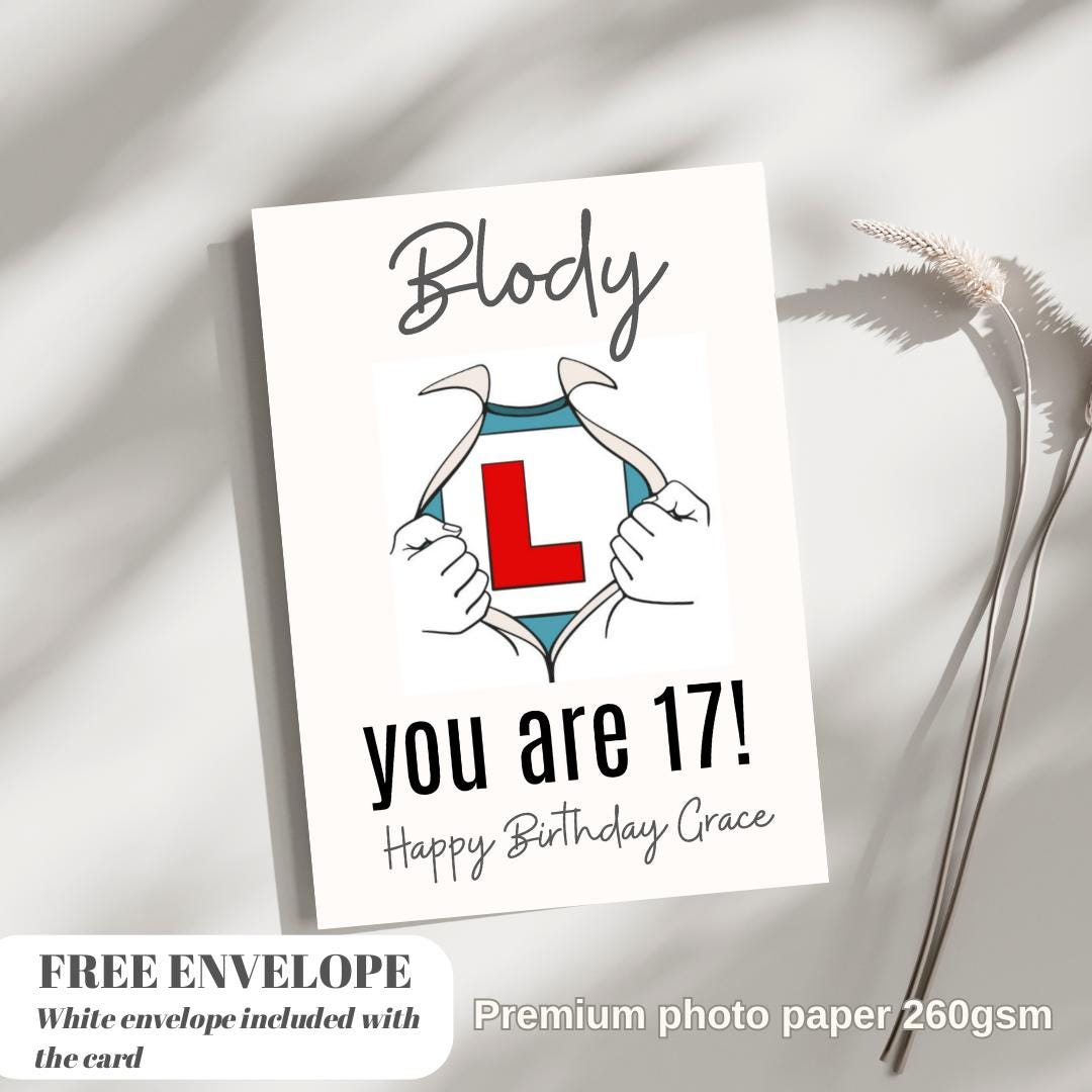 Personalised 17th birthday card for boy, custom greeting for teenage son, Son 17th Birthday Card, 17th Birthday Gifts, For Grandson, 17th Bi