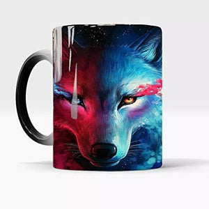 Mug, wolf Heat Sensitive Cup, Tea Coffee Magic Mug, Gift Mug, Magic Mug, Wolf Mug, Moon Wolf King, Coffee Mugs, Cup Color Changed