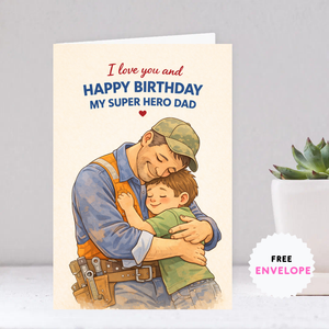 Happy Birthday Card for Your Dad – Cute Dad Birthday Card, Father Birthday Card, Greeting Card for Daddy, Birthday Card for Him