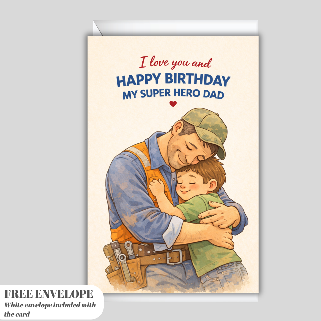 Happy Birthday Card for Your Dad – Cute Dad Birthday Card, Father Birthday Card, Greeting Card for Daddy, Birthday Card for Him
