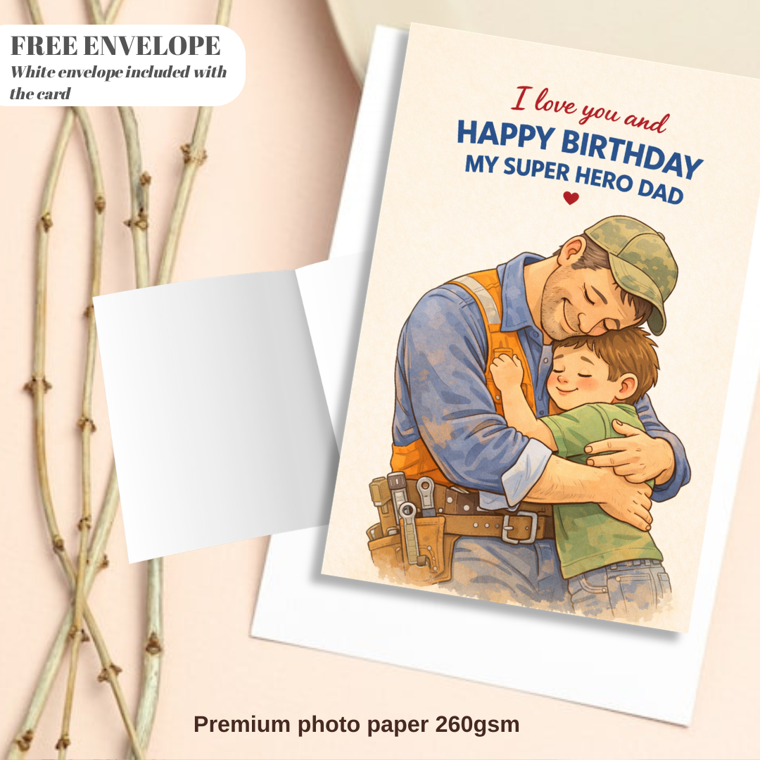 Happy Birthday Card for Your Dad – Cute Dad Birthday Card, Father Birthday Card, Greeting Card for Daddy, Birthday Card for Him