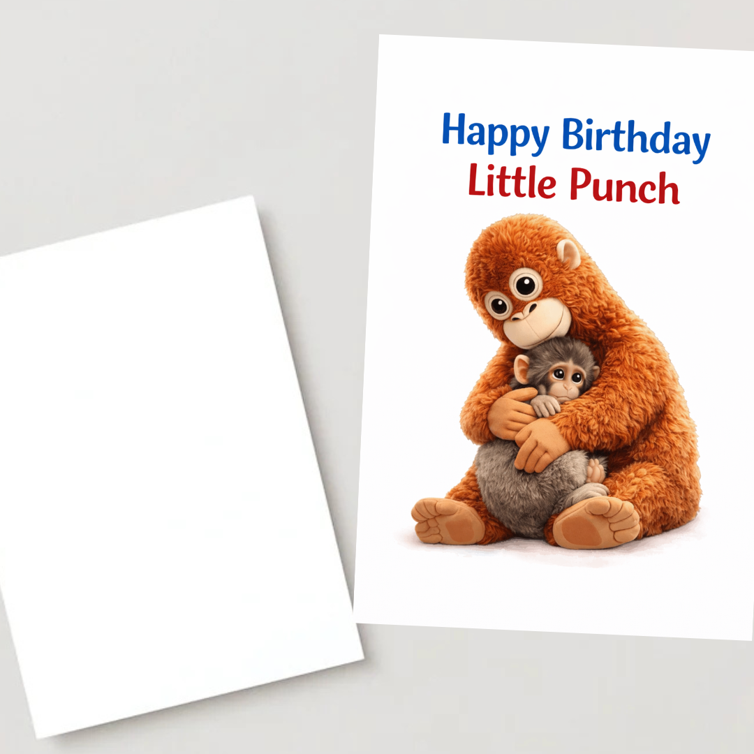 Little Punch Happy Birthday Card – Cute Monkey Punch A5 Greeting Card with White Envelope – Kids Birthday Gift