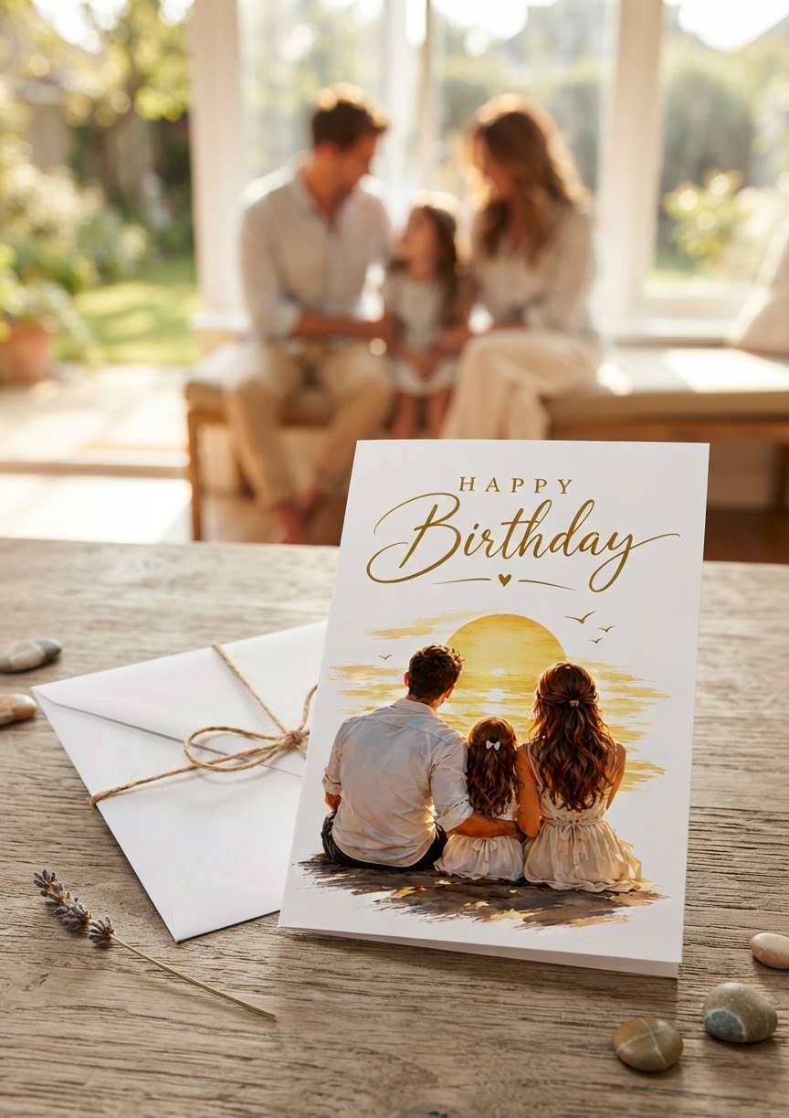 Happy Birthday Family Greeting Card – Premium Birthday Card for Him, For Her, and Loved Ones