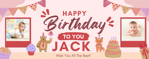 Personalised Birthday Banner with 2 Photos - Premium Glossy Paper, 60x120cm - Fast Shipping Ireland