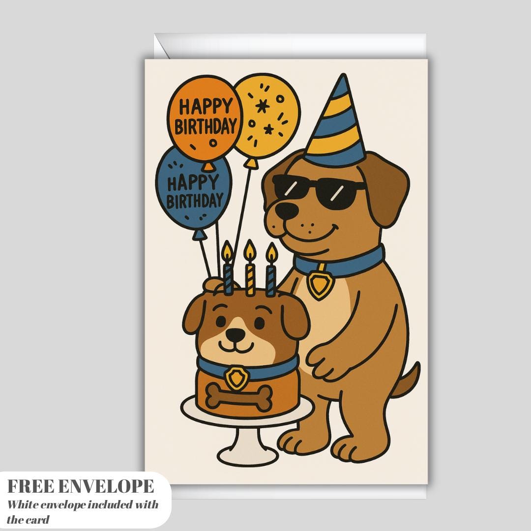 Dog Birthday Card – Cute Funny Greeting Card for Dog Lovers, Happy Birthday Pup, Card for Him or Her