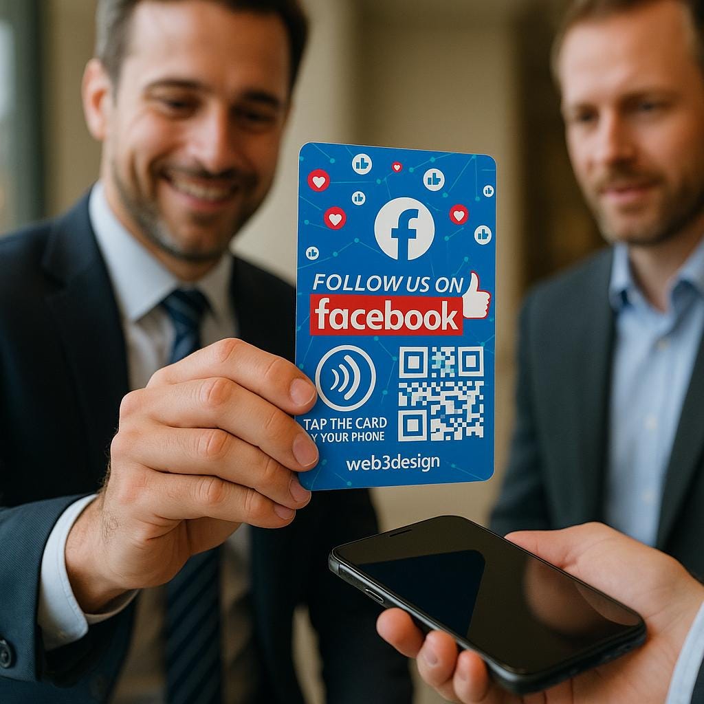Custom NFC Facebook Follow Card: Double-Sided PVC Business Card