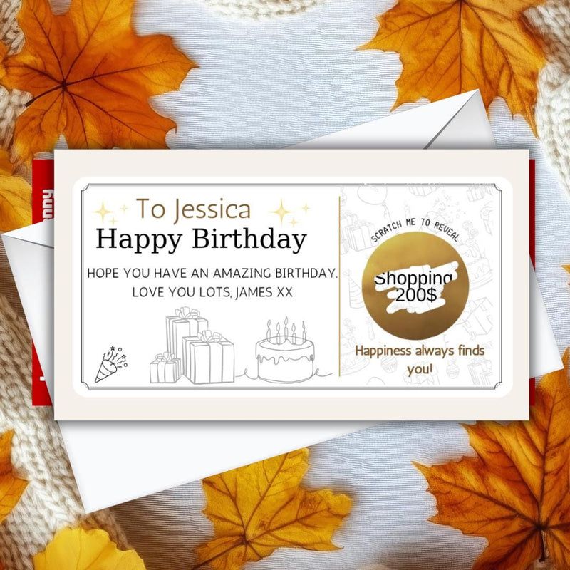 Personalised Birthday Scratch Card – Special Reveal Voucher for 30th, 40th, 50th, 60th, 70th, 80th Birthday