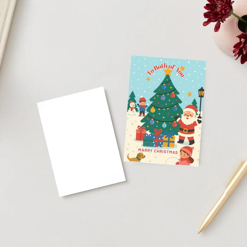 Personalised Christmas Card - Snowy Christmas Tree, To Both of You marry christmas card for him or her funny xmas card