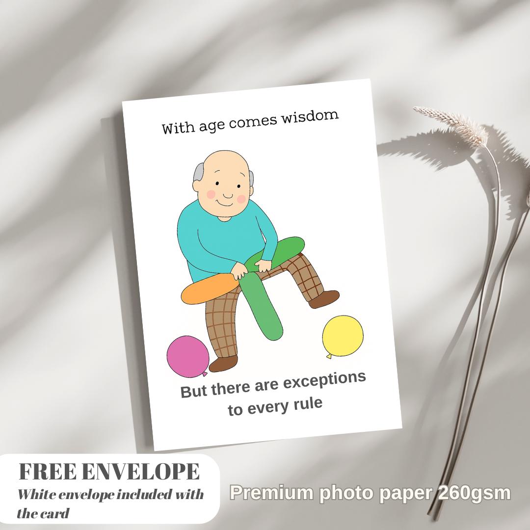 Funny Birthday Card for Him: Eternally Young at Heart Card for Him, greeting card for husband, best friend, father, uncle, card