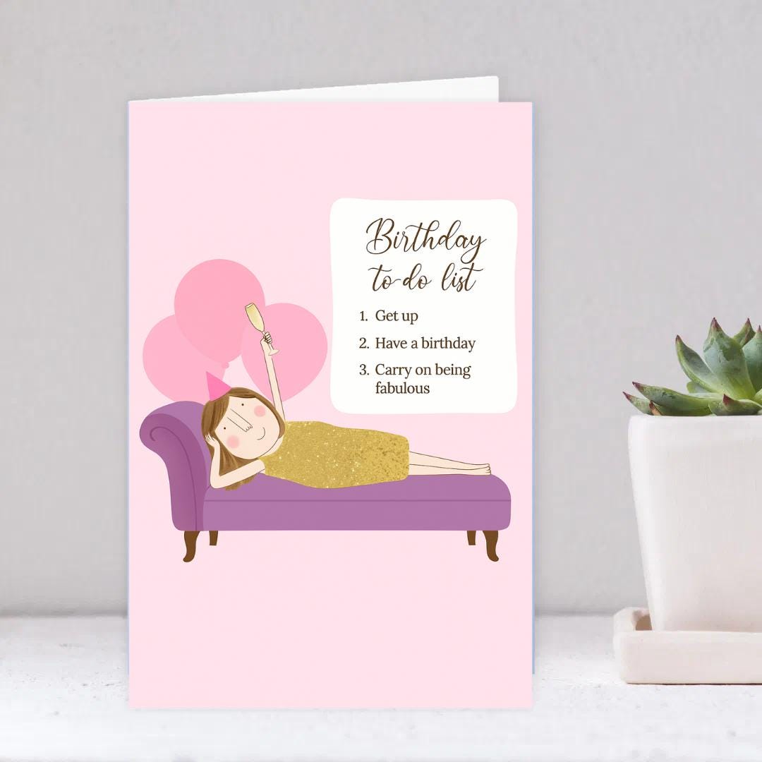 Bday list To Do Birthday Card For Her, greeting card for women, best friend, sister, auntie, card love my bestie