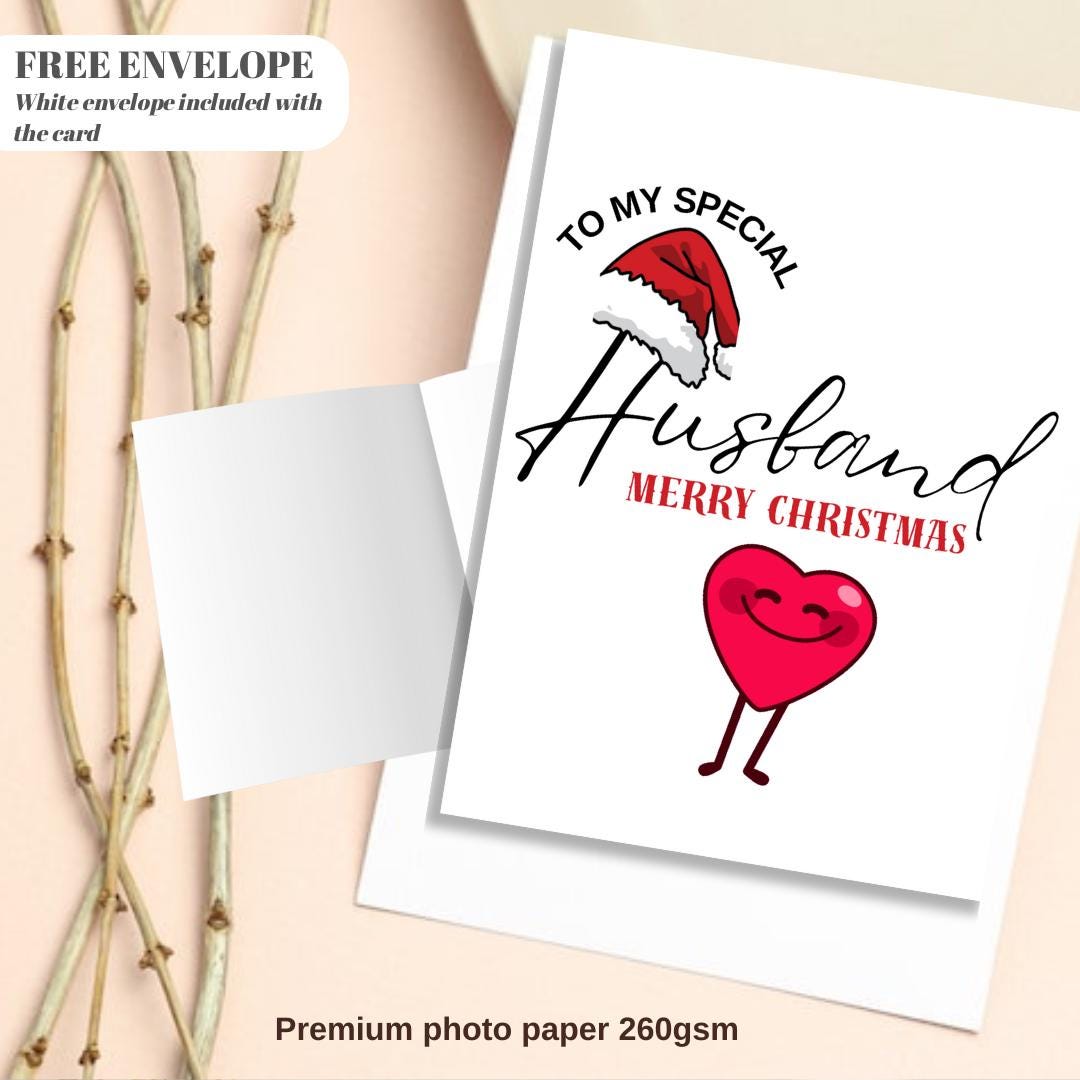 Funny Personalised Husband Christmas Card Luxury 260gsm Card with Envelope Eco Friendly Xmas Cards 2025 Xmas Holiday Greeting To My Love