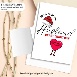 Funny Personalised Husband Christmas Card Luxury 260gsm Card with Envelope Eco Friendly Xmas Cards 2025 Xmas Holiday Greeting To My Love