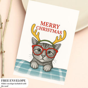 Funny Cat Lovers Christmas Card - Christmas Cat funny - Funny Xmas Cards For Cat Lovers - Cat on blanket , cat mums Funny