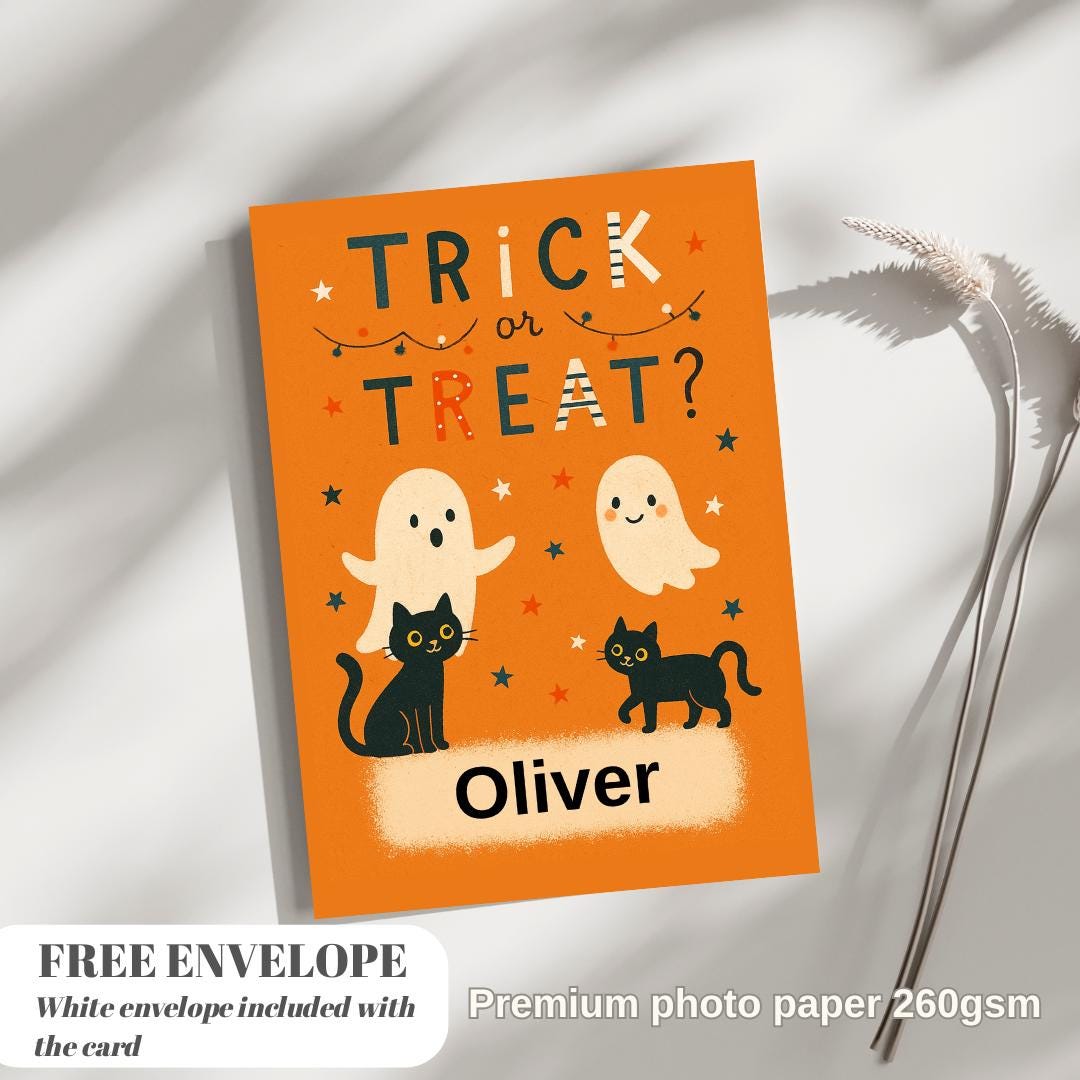 Personalised Halloween Card - Trick or Treat- Cheeky Gift For Sister Brother Friends