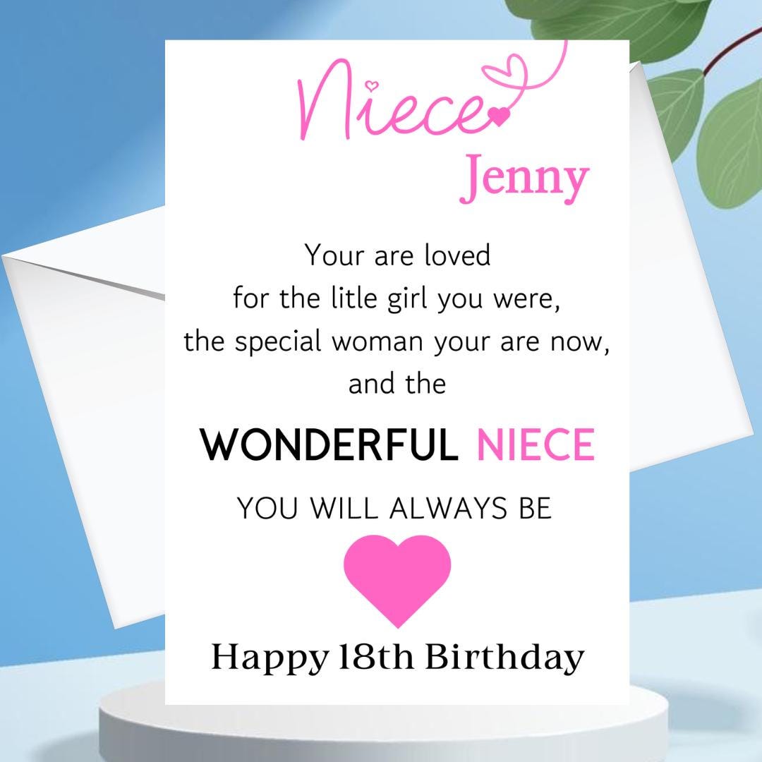 Personalised Niece Birthday Card Quote Coming of Age 21st 18th 16th 30th 40th Wonderful Niece Card for her
