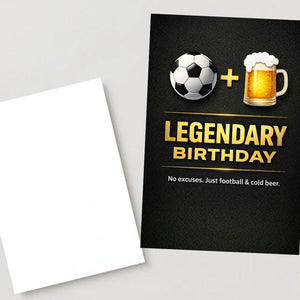 Legendary Birthday Card for Husband, Football and Beer Birthday Card, Soccer Fan Greeting Card, Funny Masculine Birthday Card