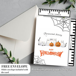 Ghost Cats Halloween Greeting Card | Funny Cat Halloween Card | Spooky Watercolor Cat Card | Cute Purranormal Activity Card