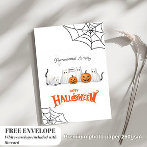 Ghost Cats Halloween Greeting Card | Funny Cat Halloween Card | Spooky Watercolor Cat Card | Cute Purranormal Activity Card