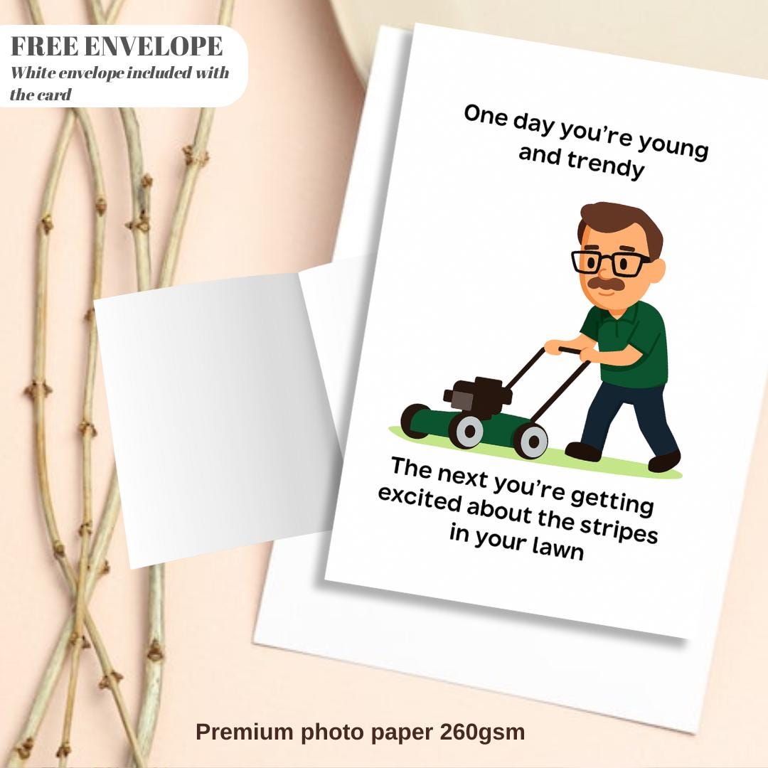 Funny Lawn Stripes Birthday Card for Him, greeting card for husband, best friend, father, uncle, card that make you smile (A5 size)