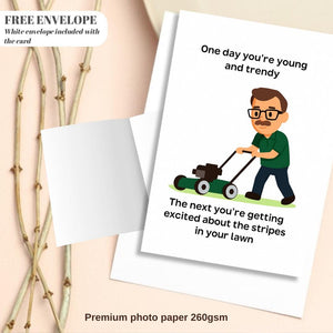 Funny Lawn Stripes Birthday Card for Him, greeting card for husband, best friend, father, uncle, card that make you smile (A5 size)