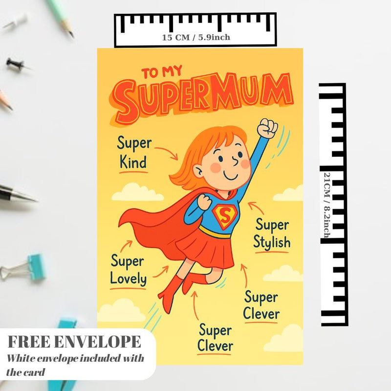 To my supermum Birthday card - mum Birthday Card Cute mother birthday cards  A5 size