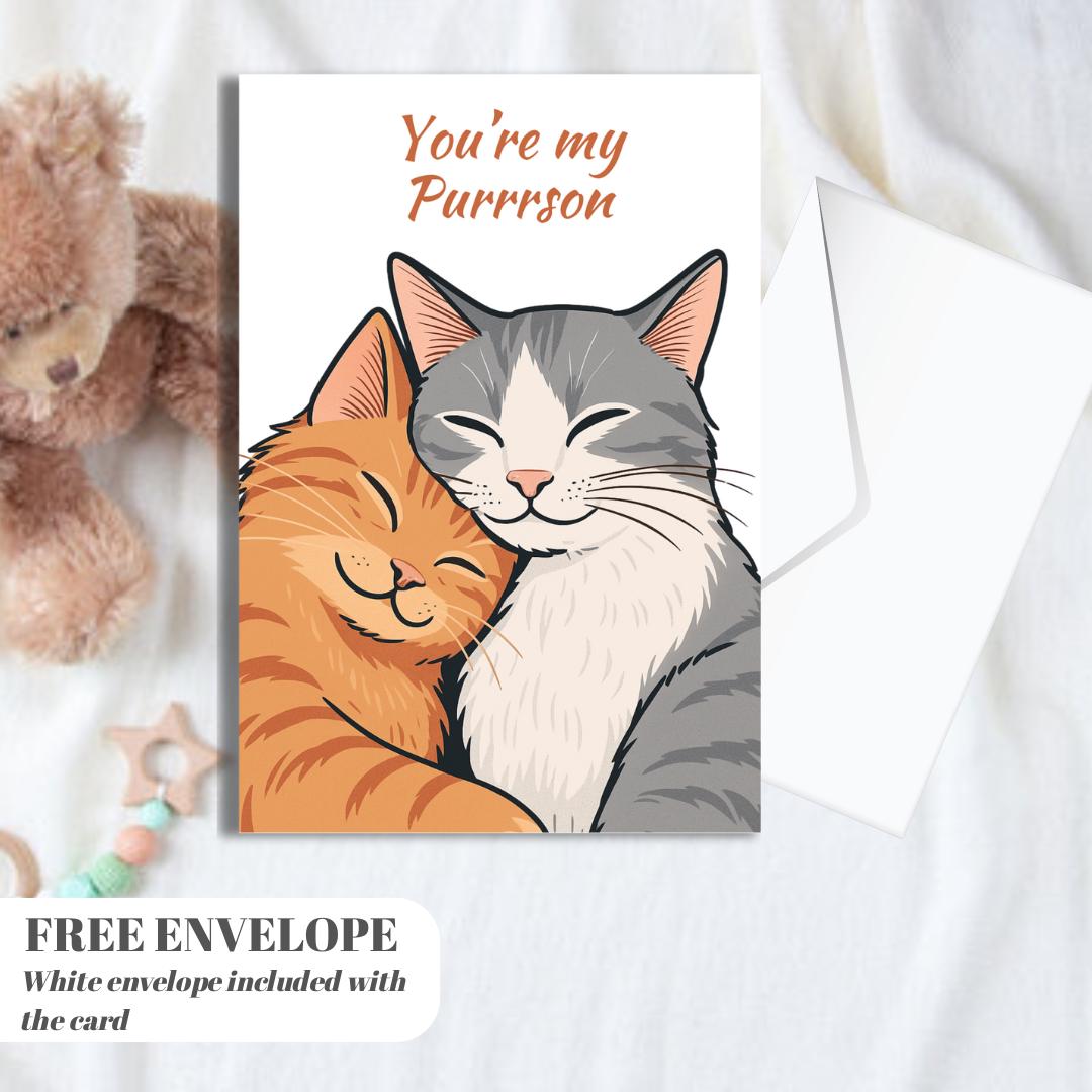 Cats Anniversary Card - Heartfelt Love Birthday Card Pure Love card cats lovers for him and her