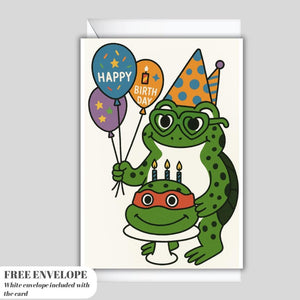 Frog Birthday Card – Cute Funny Greeting Card for Him or Her, Frog Wishes Happy Birthday, Card for Friend