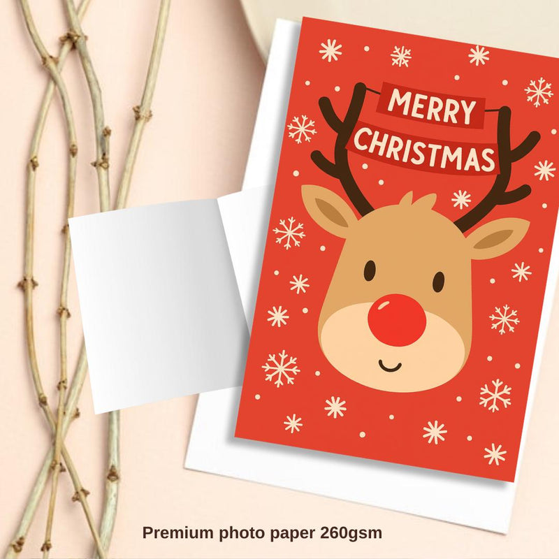 Personalised Christmas Card - Reindeer Merry Christmas Antlers Rudolph marry christmas card for him or her funny xmas card