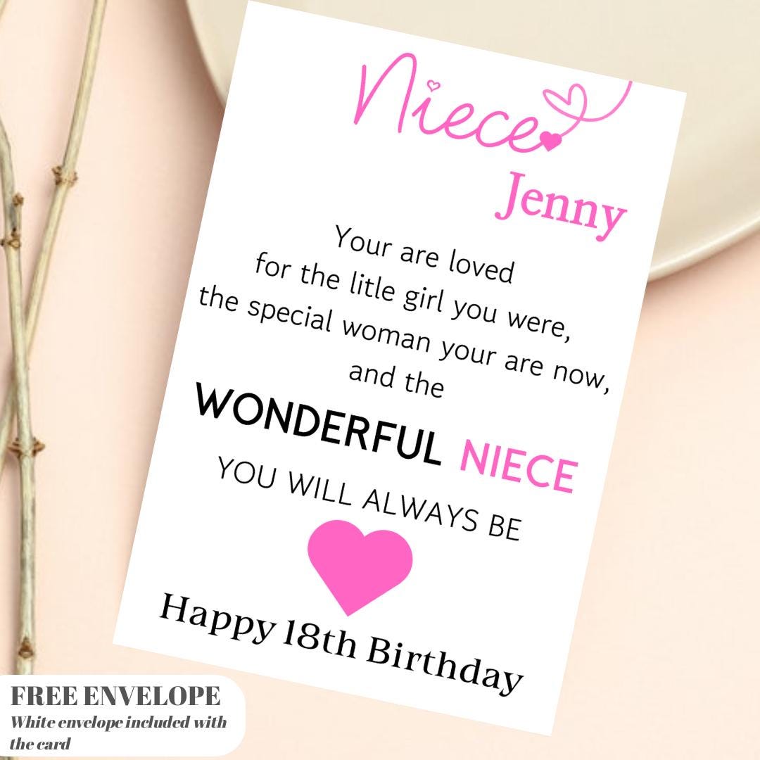 Personalised Niece Birthday Card Quote Coming of Age 21st 18th 16th 30th 40th Wonderful Niece Card for her