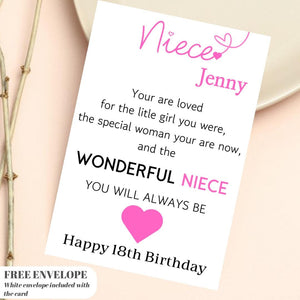 Personalised Niece Birthday Card Quote Coming of Age 21st 18th 16th 30th 40th Wonderful Niece Card for her