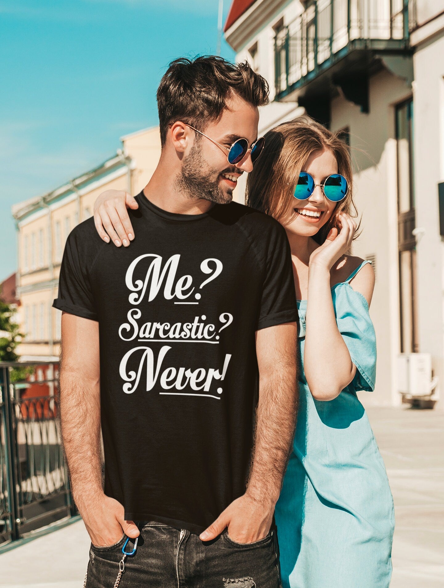 Sarcastic Never Graphic Tee - Fitted Cotton Crewneck Shirt
